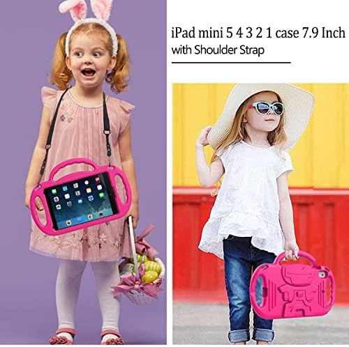 Ltrop Kids Case for iPad Mini 4/4/3/2/1, iPad mini estojo de 7,9 polegadas com alça de ombro, caixa de choque à prova de choque