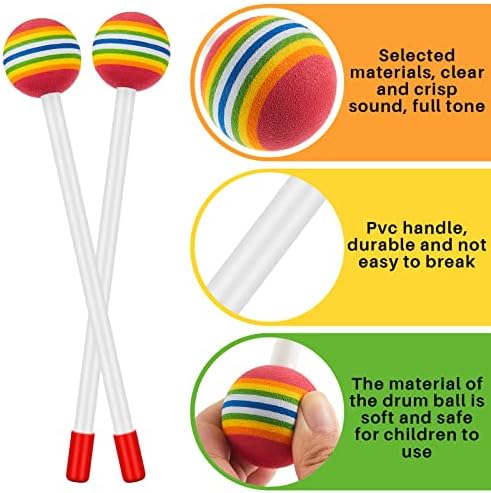 12 PCs Lollipop tambor marinho bastão redondo arco -íris martelo percussion bastões de plástico para crianças child