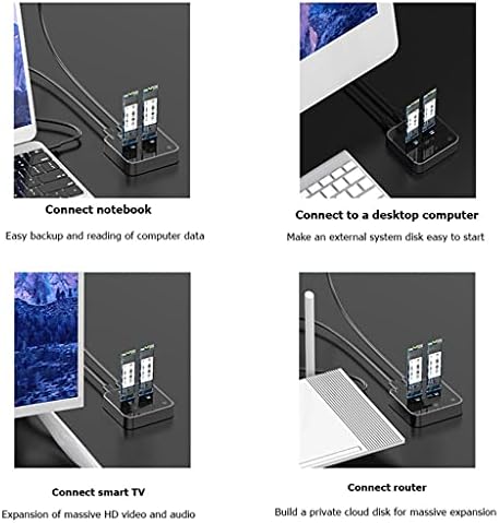 Tbiiexfl USB 3.1 Tipo C a M.2 Dual Bay Drive Externo Docking Station com clone offline para M2 SSD suporta 2TB HDD Holder