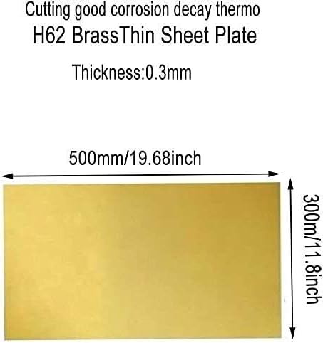 Placa de latão de kekeyang folha de cobre pura folha de lençóis de bronze placa de papel alumínio H62 DIY Folha de experimentos espessura 0,3 mm, largura 300 mm, longa 500 mm/19. Folha de metal de placa de latão de 68 polegadas 1PCS