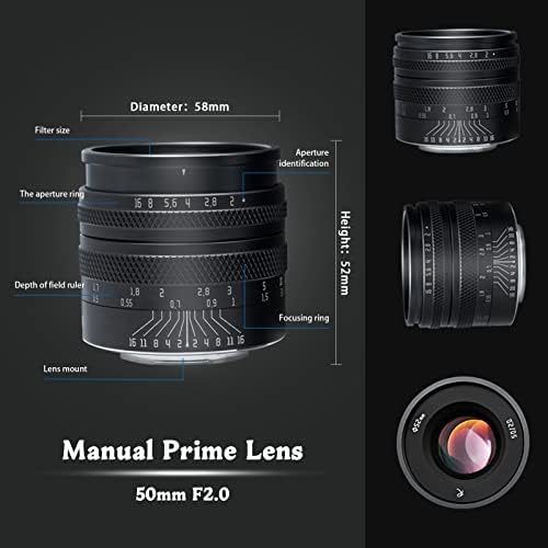 Astrhori 50mm F2.0 FLAMO FILENTE MANUAL DE APERIÇÃO LENS Prime Focus Prime com efeito de desfoque e slot de filtro compatível com Nikon Z Mount Mirrorless Camera Z6 Z7 Z6ii Z7ii ZFC