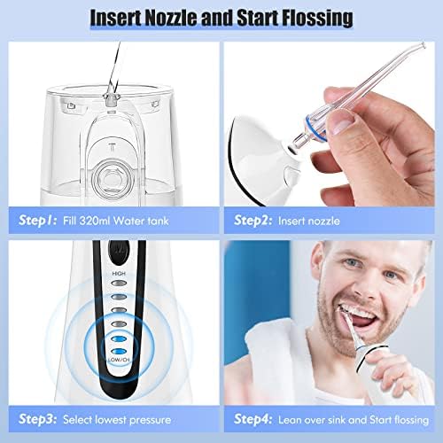 FLOSSOR DENTAL DE ÁGUA sem fio para dentes recarregáveis ​​- FZCOK 7 Limpe as configurações de irrigador oral para aparelho de adultos