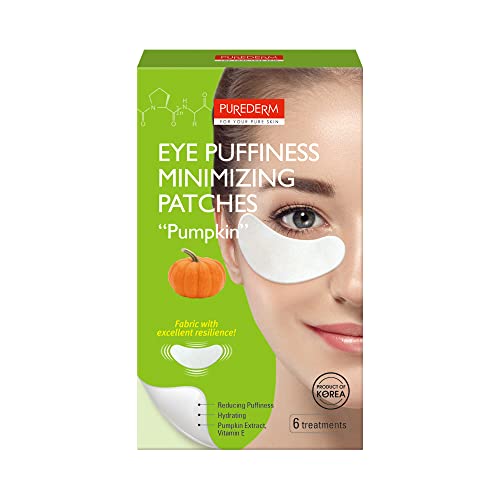 Purederm Eye Pushface Minimizando os manchas de abóbora 6 tratamentos, reduzindo a pele hidratante do inchaço ao redor dos olhos contém extrato de abóbora e vitamina E a pele diária de rotina hidratante e macia