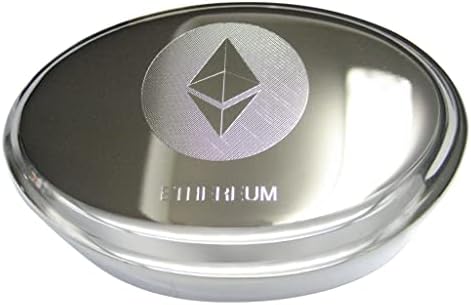 Prata Tonificado gravado elegante Ethereum Coin Cryptocurrency Blockchain Oval Tinket Jewelry Box