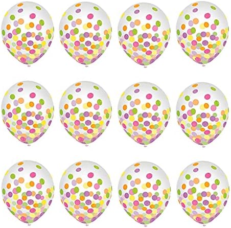 Balões de confete de látex - decorações claras de balão com confete de neon, tamanho de 12