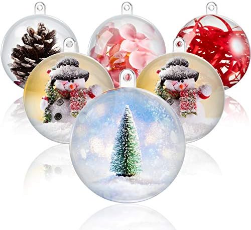 36 peças enfeites de plástico bola clara acrílico preenchível transparente ornamento de Natal Diy Molde de plástico Bombas de banheiro individual para festa de natal Decoração de natal
