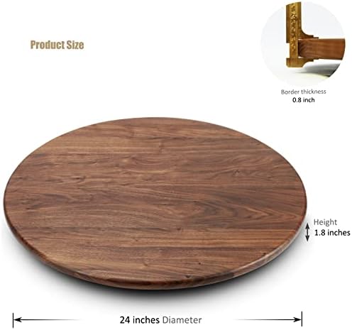 Magigo, 24 polegadas de madeira preta de madeira preguiçosa Organizador Susan, plataforma giratória de madeira sólida, bandeja rotativa para a tampa/balcão de mesa