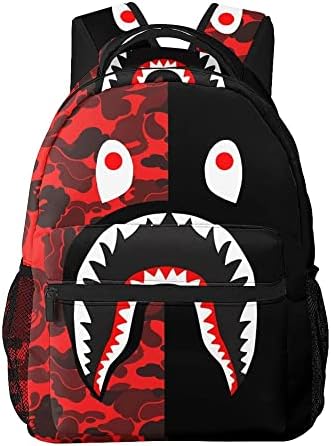 Ujxoihl Shark Camo Camo Red Mochilas de Viagem Laptop Daypack Sacos Escola para Adolescentes Mulheres Mulheres