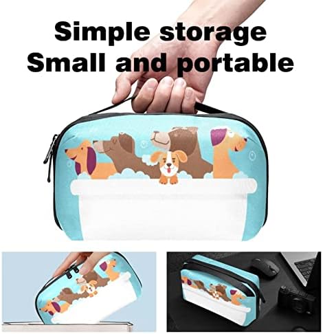 Organizador eletrônico de animais de cachorro azul, caixa de proteção à prova de choque, bolsa de bolsa de organizador de cabo pequeno