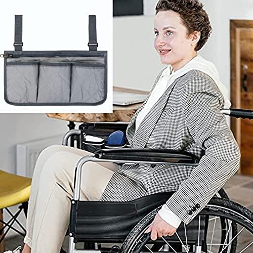 Cadeira de rodas Bolsa lateral para cadeira de rodas Acessórios para suporte de braço Páfe de cadeira de rodas impermeáveis ​​bolsas laterais bolsas para pendurar na bolsa organizadora lateral com linha brilhante para adultos idosos scooters idosos