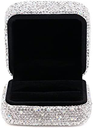 Caixa de jóias de shinestone Naimo Caixa de jóias quadradas Brincho de anel de veludo caixa do porta -anel da caixa