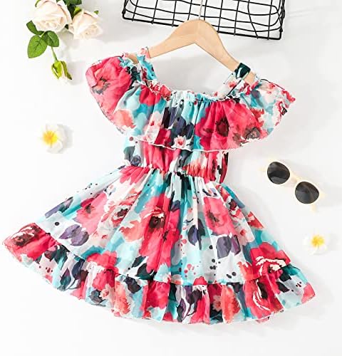 Criando garotas meninas vestido de verão chiffon princesa tutu vestido floral suspensa de roupas de praia floral