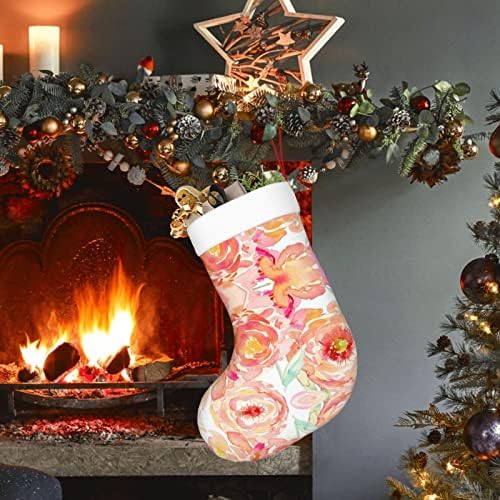 Meias de Natal personalizadas Elbull Peach Peony Christmas Stocking for Holiday Family Natal Decorações de festa