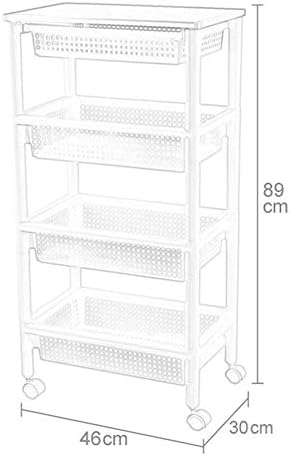 Prateleira de cozinha removível mtylx, prateleira de armazenamento rack de armazenamento em casa branca decorativa plana superior banheiro piso de acabamento plástico de piso polia, 4 tamanhos, branco, 45x29x93cm