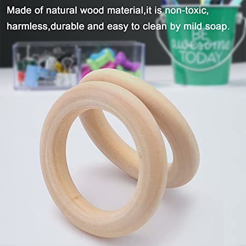 Loyalland 15 PCs Ringos de madeira, anéis de madeira naturais de 55 mm/círculos de madeira inacabados e anéis de dentição,