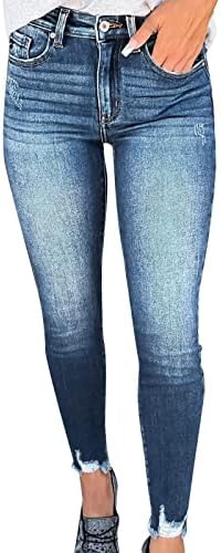 Calça de jeans da cintura alta miashui feminina desgaste as leggings jeans com bordas brancas calças de jeans mulheres