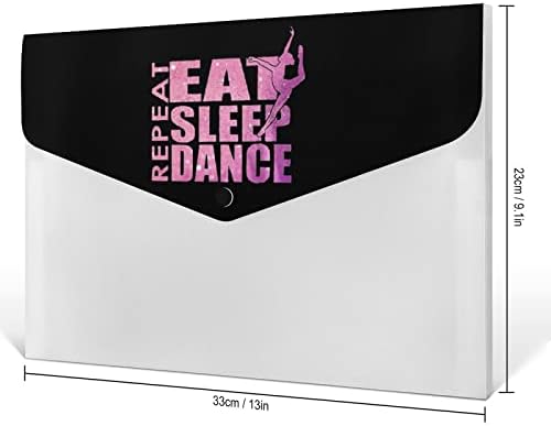 Eat Sleep Dance Repita a expansão da pasta de acordeão da pasta 6 bolsos organizador de documentos Organizador de papel Organizador