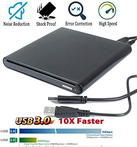 USB 3.0 Externo 3D Blu-ray e DVD Player, para HP ZBook 15 G5 X2 17 Studio X360 G5 G3 G2 G4 G6 Laptop de estação de trabalho móvel, leitor