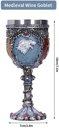 Cálice de vinho medieval, copo de aço inoxidável de 7 polegadas, cálice medieval de caneca, design 3D criativo, retro misterioso,