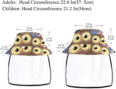 Chapéu de proteção para adultos com escudo facial, chapéu de pescador anti -sun tap, casal de coruja de desenho animado