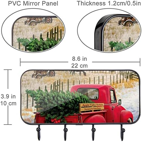 Ganchos Guerotkr para pendurar, ganchos adesivos, ganchos de parede para pendurar, Feliz Natal Red Pickup Pattern