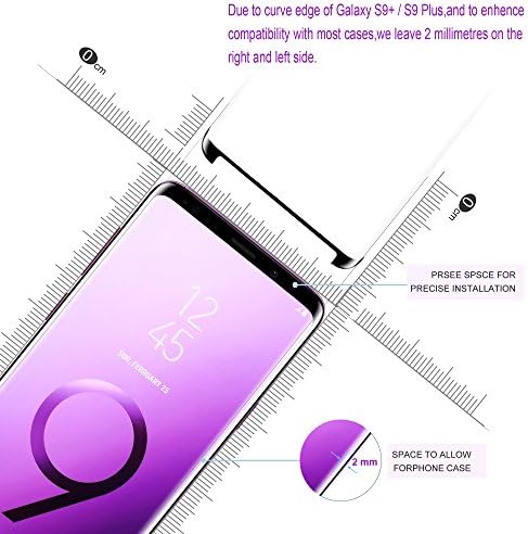 [2-PACK] Galaxy S9 Plus Screen Protector Glass [Bandeja de instalação fácil], Protetor de tela Curved 3D [vidro temperado] para Galaxy S9 Plus S9+ [Case Friendly]