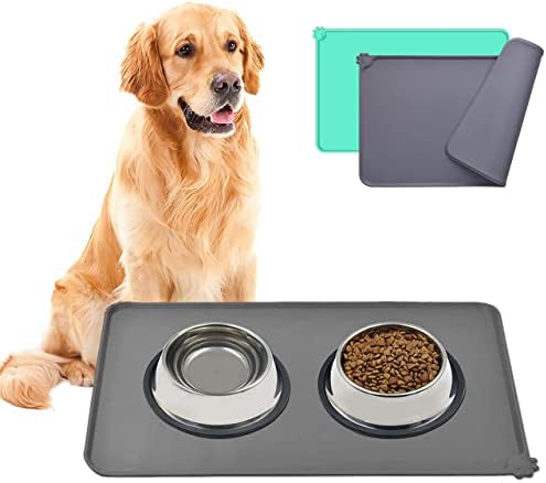 N1.dogs tapete de comida de cachorro, tapetes de silicone para pisos à prova d'água, tapete de prato de prato as bordas levantadas para