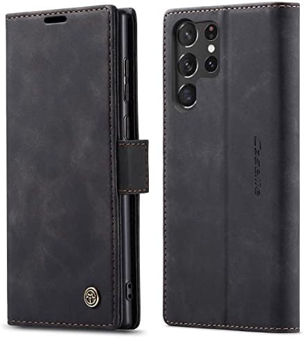 Kowauri para Samsung Galaxy S23 Caso Ultra, Caixa de fechamento magnético da carteira de couro Classic Design Com tampa de
