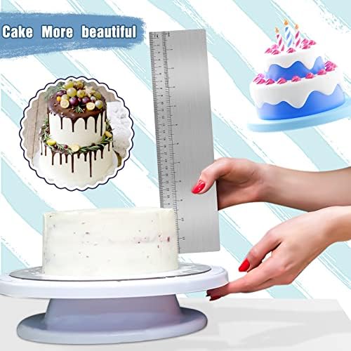 Rasper de bolo de metal de 12 polegadas mais suave com escala de aço inoxidável Bolo de bolo de borda mais suave Decoração de bolo de decoração Ferramenta de medição de bolo para casa