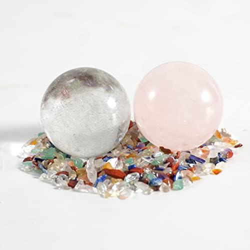 Conjunto de cristal de cura de Soulnioi 1pcs Sphera de cristal de quartzo rosa 1pcs Speira de pedra de quartzo branco