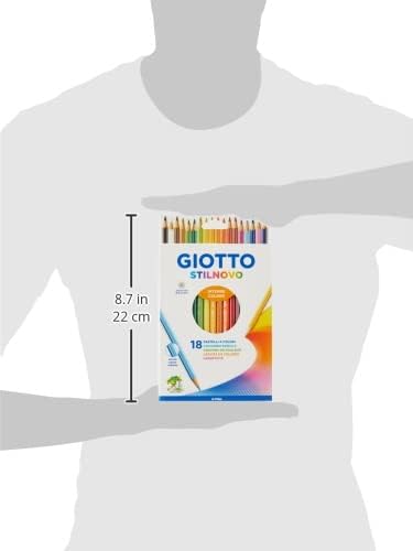 Giotto Stilnovo Lápis de 18 lápis de colorido pastel 3,3 mm, cores multicoloridas e intensas