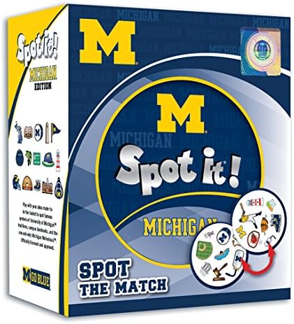 Dia do jogo do jogo - NCAA Michigan Wolverines Spot It Game para crianças, adultos e família