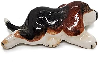Witnystore 1,5 Tiny Beagle Dog Cerâmico Miniatura Feliz Fatueta Pet Porcelain Dollouse Animal