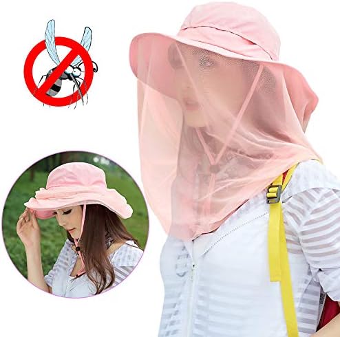 Chapéu de rede da cabeça de mosquito, chapéu de sol Safari com proteção contra malha do véu contra inseto
