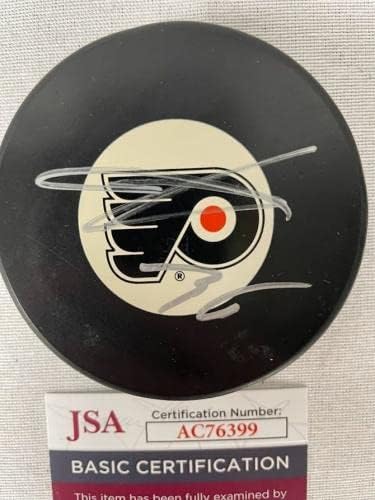 Sergei Bobrovsky assinou autografou o Philadelphia Flyers Hockey Puck JSA #AC76399 - Pucks autografados da NHL
