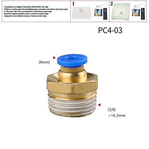 PC Air Pneumatic 10 12mm 6 8mm 4mm Tubo de mangueira 1/4'''''''''''''''' '' '' 1/8 '' 3/8 '' Male Thread Pipe Pipe Tipe Coupling Brass Fitting, PC10-03