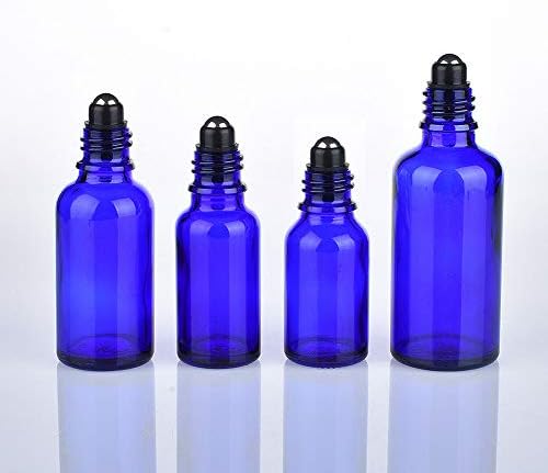 ERICOTRY 3PCS 100ml 3,4 onças vazias Recarregável Cobalt Blue Roll-On Bottle-On Bottles essencial Roller Garrafas com bolas de