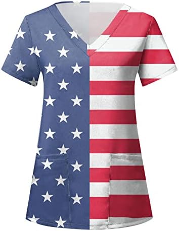 4 de julho Camisas para Women USA FLAND SMERMENT SMANEVE V CHAMISTAS DE PISCON