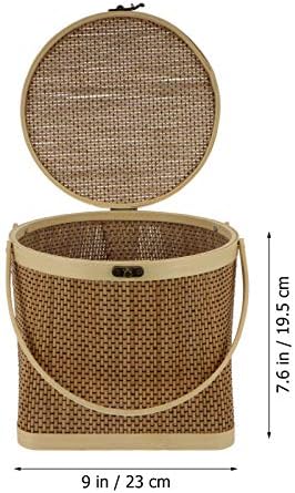Cestas de flor de armazenamento de cabilock, cesto de flores rústico com alça de alça de bambu decorativo cesto manual de tecelagem