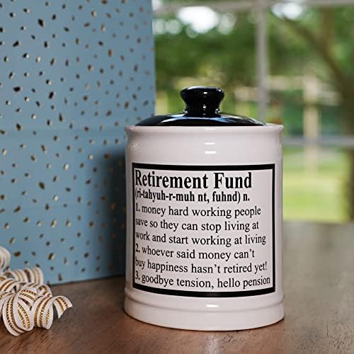 Cottage Creek Retirement Fund Piggy Bank, Candy Jar, presentes de aposentadoria, presentes aposentados