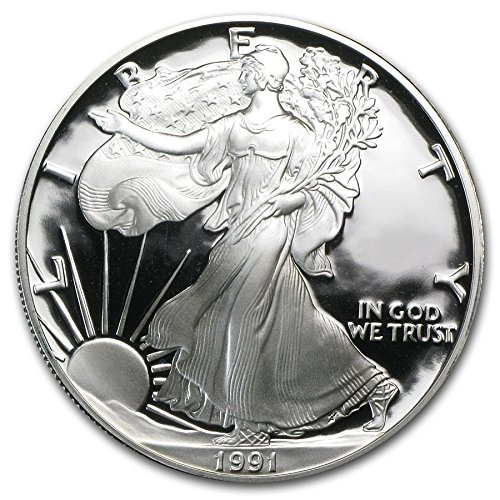 1991 S American Silver Eagle com Velvet Box & CoA $ 1 Prova Us Mint