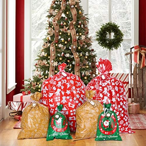 Bolsas de presente de Natal de Toyvian, sacos de embalagem de embrulho de presentes de natal, estilos variados, 24pcs