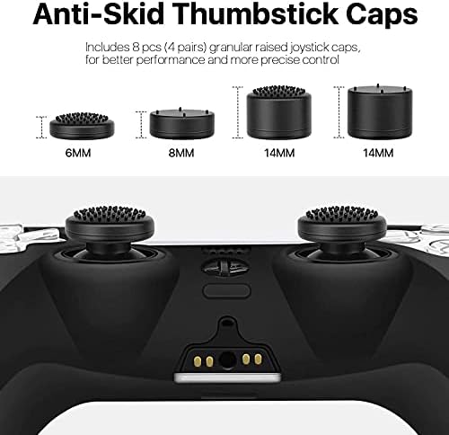 PS5 PlayStation 5 Tampa do controlador Caixa de silicone de pele + 8 garras de polegar - preto