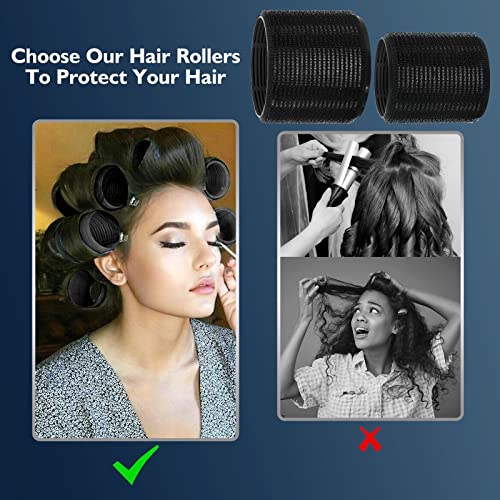 Rolos de cabelo para o núcleo de alumínio de cabelo comprido, 8 pcs rolos de velcro rolos de cabelo de alcance para cabelos médios