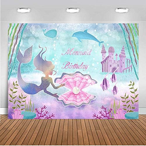 5x3ft sob o mar Little Mermaid Birthday Party Beddrop for Girls Photography Backgrou