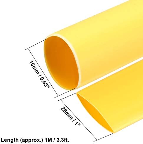 UXCELL Tubação de encolhimento de calor 5/8 polegadas DIA 26mm Largura plana 2: 1 Página de fio de tubo de encolhimento de calor 3,3 pés amarelo