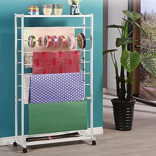 GGCG Rolling embrulhing Paper/Rack Stand, organizador de armazenamento de cachecol de metal Uprigth com rodas, rack de