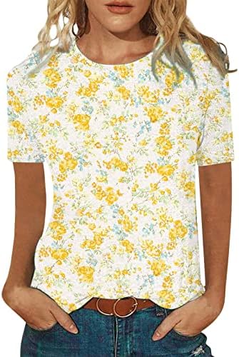 Tops de verão para mulheres, tops de linho de algodão com estampa floral para mulheres casuais elegantes camisas de manga