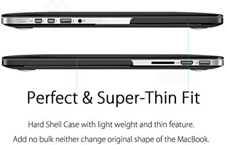 UESWILL Compatível com tampa de caixa de casca dura cristalina brilhante e brilhante para MacBook Pro 13 polegadas com Retina Display Sem CD-ROM, Black