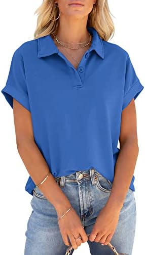 PGANDS Camisas de pólo de manga curta feminina Botão de colar